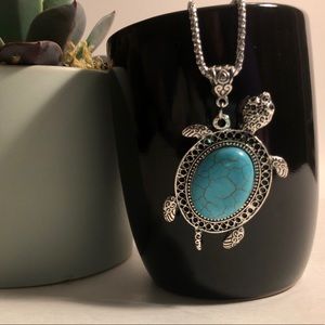 Turtle Necklace with inlaid semiprecious s…